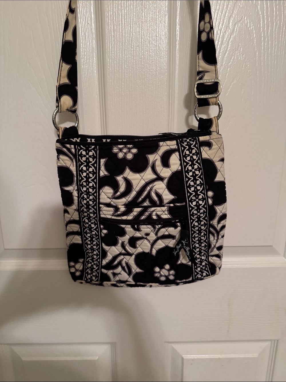 Vera Bradley Black and White Floral Quilted Crossbody